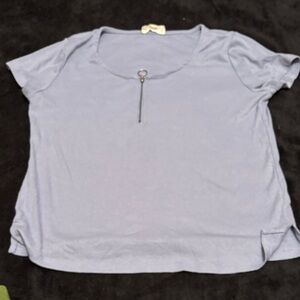 Pink Republic Light Blue Short Sleeve Tee with Zipper